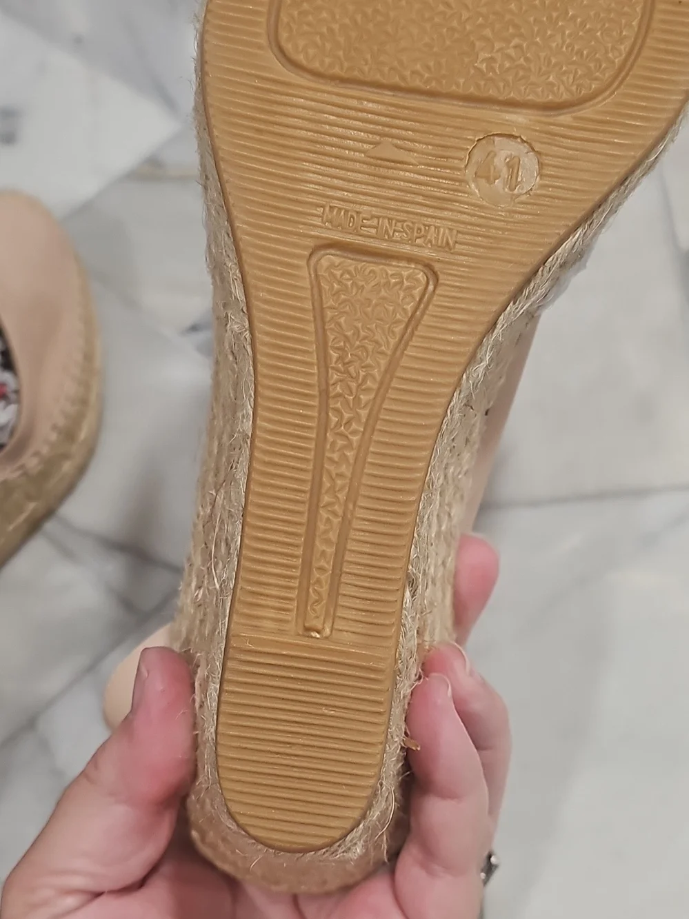 kanna Nude/Pale Pink Leather Espadrille Wedge Peep-Toe Sandals NWOT 9.5